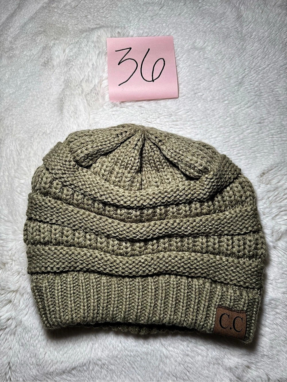 C.C Knit Beanie in Green Like New